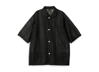 NEEDLES S/S Widespread Collar Shirt - Raschel Lace "Black"