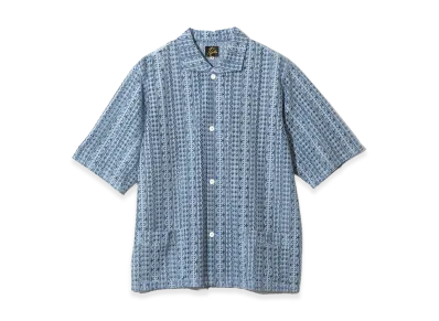 NEEDLES S/S Widespread Collar Shirt - Raschel Lace "Blue"