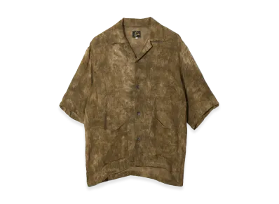 NEEDLES Cabana Shirt - Mesh Jacquard / Uneven Dye "Olive"