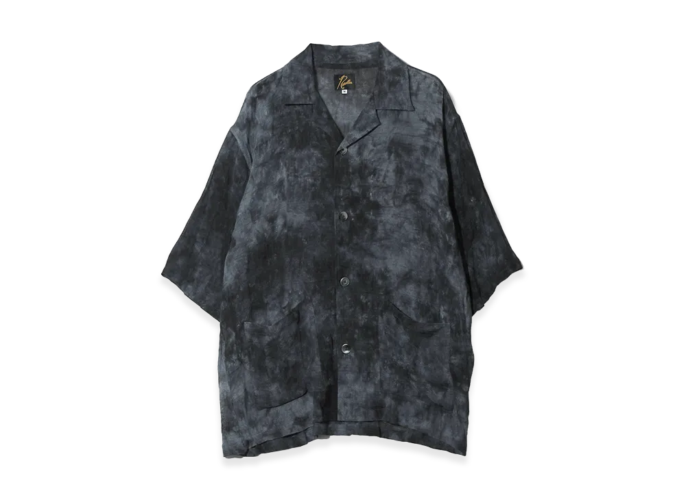 NEEDLES Cabana Shirt - Mesh Jacquard / Uneven Dye "Charcoal"