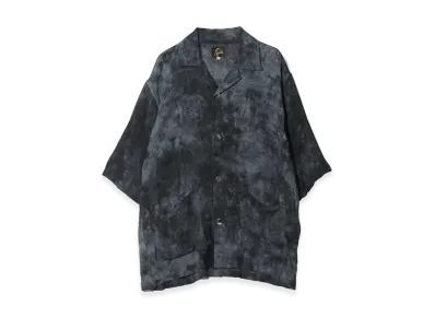 NEEDLES Cabana Shirt - Mesh Jacquard / Uneven Dye "Charcoal"