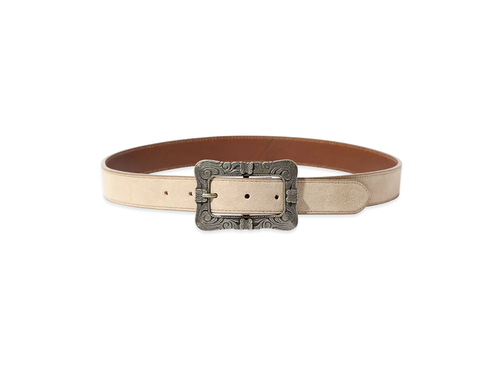 NEEDLES Papillon Square Buckle Belt - Suede "Taupe"