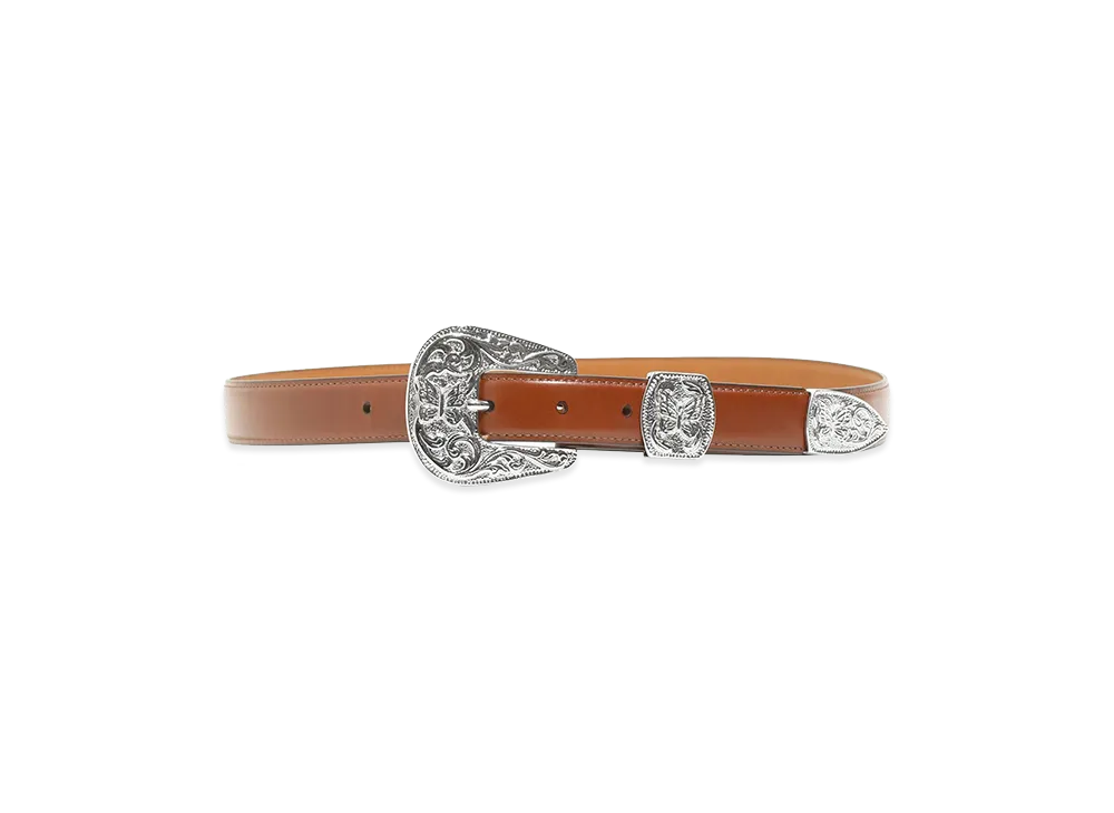 NEEDLES Papillon Western Tip Belt - Leather "Brown"