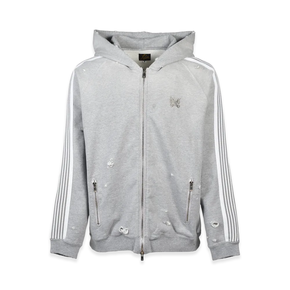 NEEDLES x NUBIAN Zipped Track Hoody - Cotton Jersey / Damaged (20th Exclusive) "Grey"