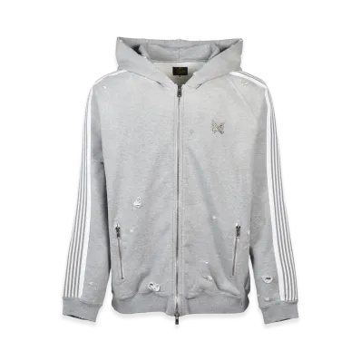 NEEDLES x NUBIAN Zipped Track Hoody - Cotton Jersey / Damaged (20th Exclusive) "Grey"