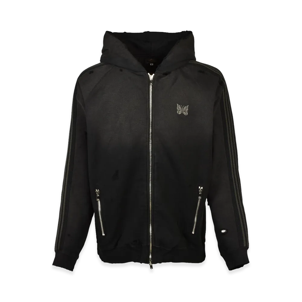NEEDLES x NUBIAN Zipped Track Hoody - Cotton Jersey / Damaged (20th Exclusive) "Black"