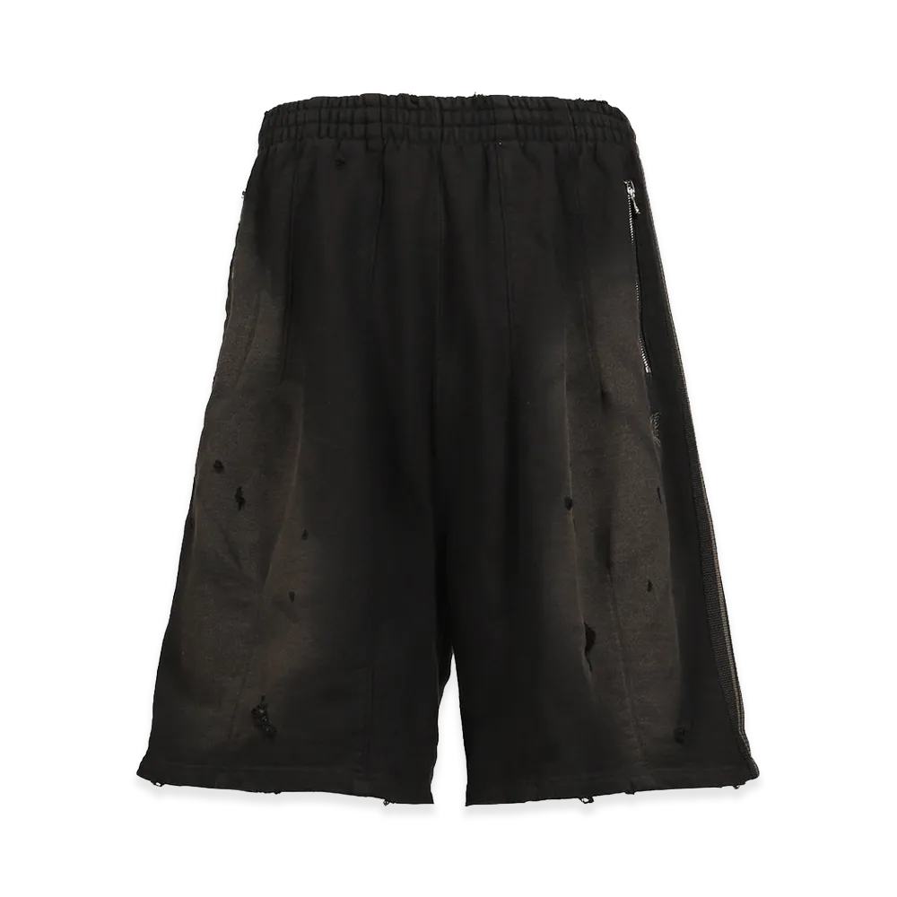 NEEDLES x NUBIAN H.D. Track Short - Cotton Jersey / Damaged (20th Exclusive) "Black"