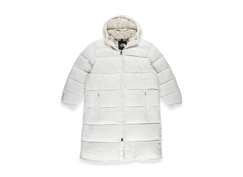 The North Face Nuptse Belted Long Parka (W) "Gardenia White/Silver Grey Leopard Print"
