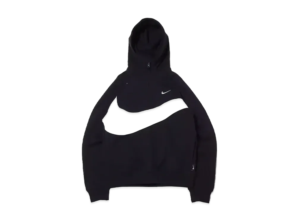 NIKE Big Swoosh Half Zip Hoodie "Black"