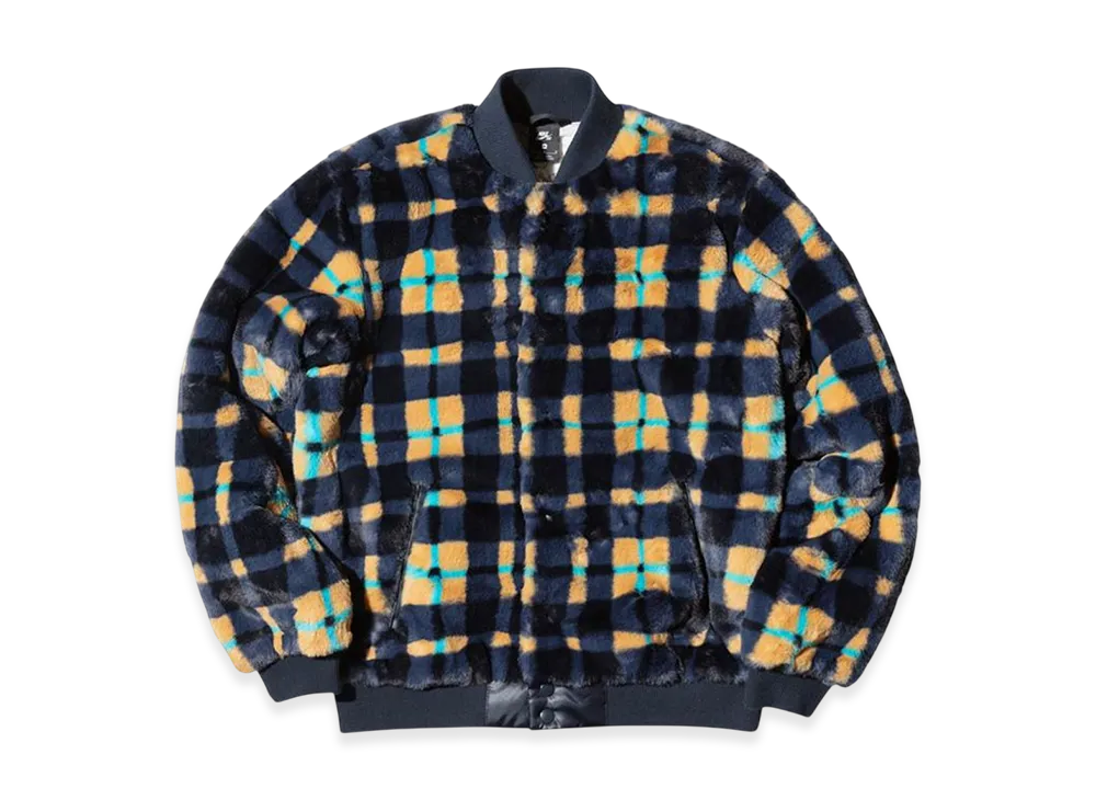 NikeSB Dunk High x Concepts Crossover Skateboard Sports Plush Plaid Jacket Asia Edition "Dark Obsidian/Dark Obsidian"