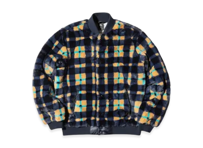 NikeSB Dunk High x Concepts Crossover Skateboard Sports Plush Plaid Jacket Asia Edition "Dark Obsidian/Dark Obsidian"