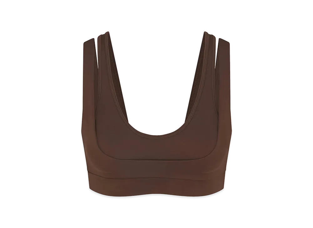 Nike x SKIMS Double Strap Scoop Bra "Dark Sepia"