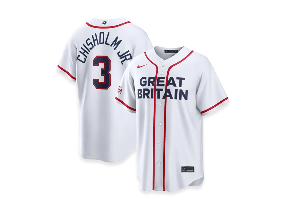 Nike 2026WBC World Baseball Classic Jazz Chisholm Jr. Great Britain Baseball Home Stadium Jersey "White"