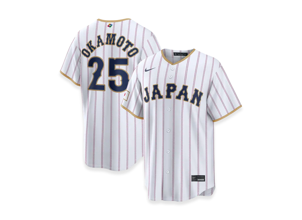 Nike 2026WBC World Baseball Classic Kazuma Okamoto Japan Baseball Home Stadium Jersey "White"