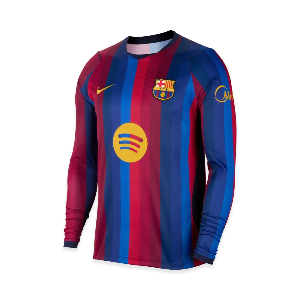 Nike FC Barcelona 2026/27 Stadium Home Dri-FIT Soccer L/S Replica Jersey "Deep Garnet/Blue Void"