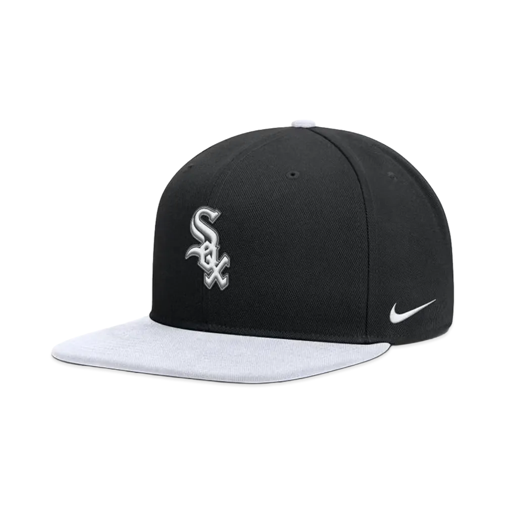 Nike Dri-Fit Pro Structured Square Bill Cap Chicago White Sox "Black/White"