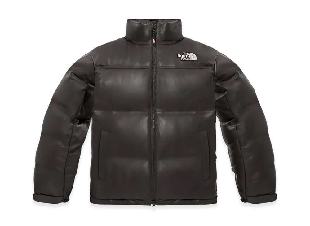 The North Face White Label Leather Nuptse Down Jacket "Dark Brown"