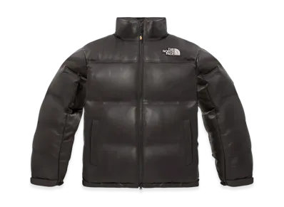 The North Face White Label Leather Nuptse Down Jacket "Dark Brown"