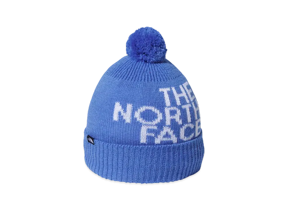The North Face Kid's Pom Pom Big Logo Beanie Kids "Optic Blue"