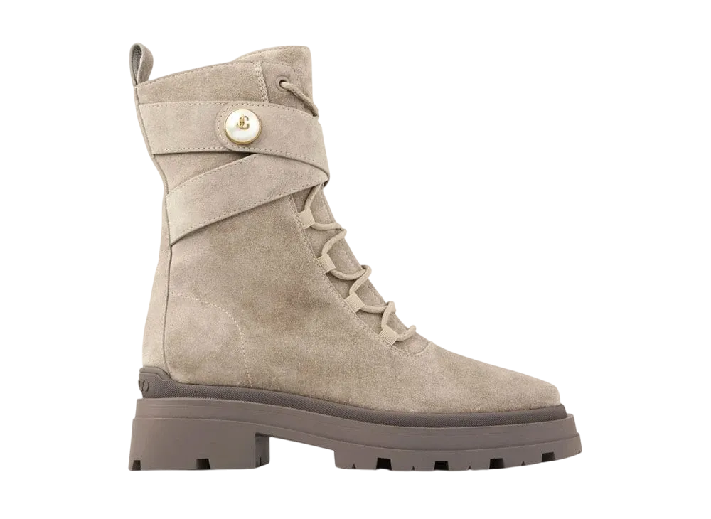 Jimmy Choo Women's Noemi 45 Velvet Suede Ankle Boots "Taupe"