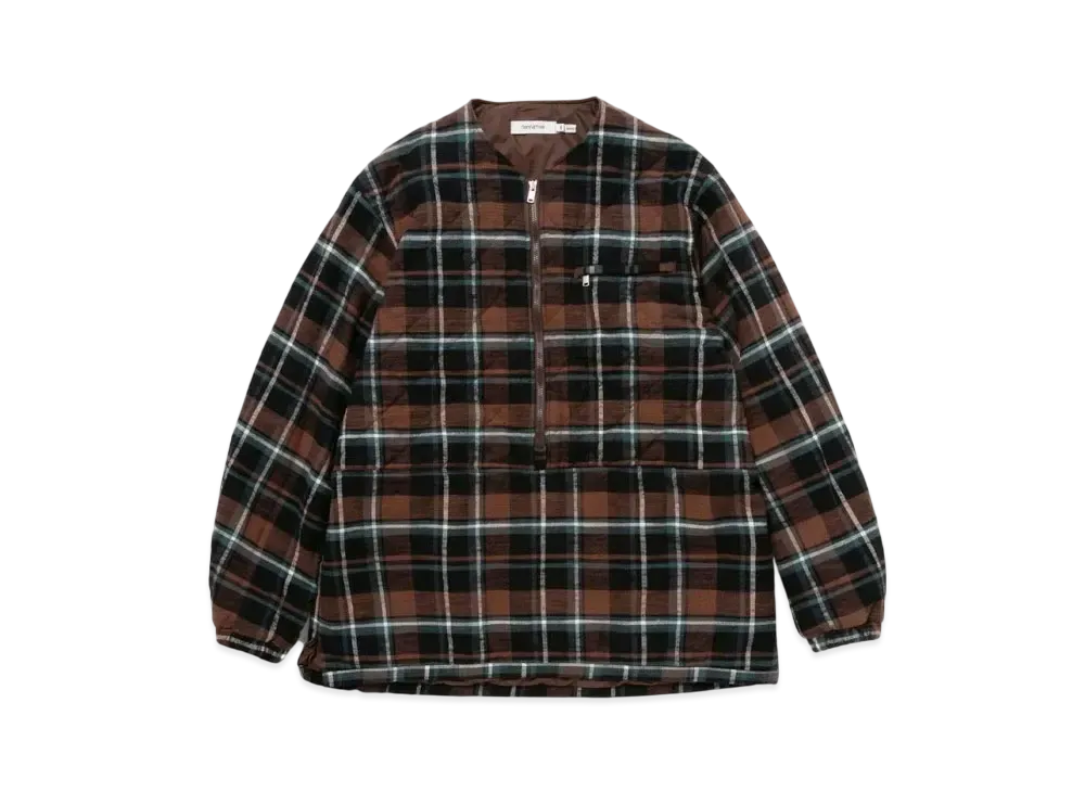 nonnative Hiker Pullover Puff Jacket Cotton Slub Flannel Check "Brown"