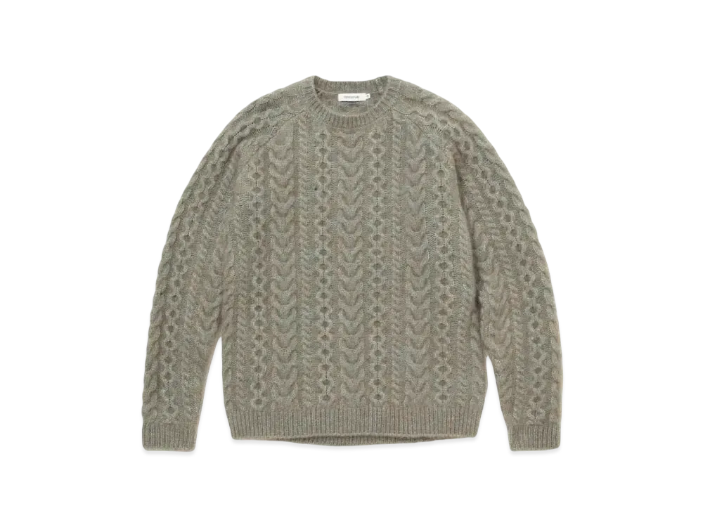 nonnative Worker Aran Sweater Kid Mohair "Khaki"
