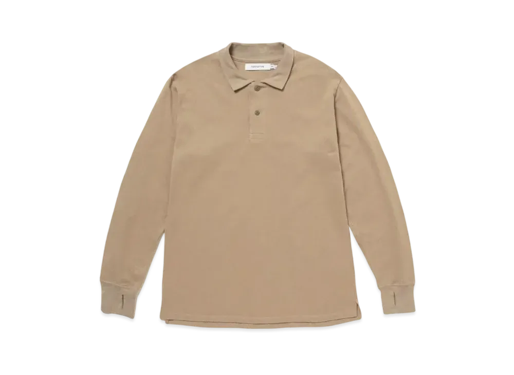 nonnative Dweller L/S Polo Shirt Cotton Pique "Khaki"