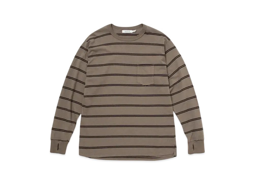nonnative Dweller L/S Tee Cotton Jersey Border "Khaki"
