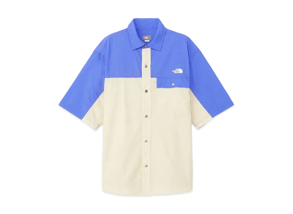The North Face Short Sleeve Nuptse Shirt "GravelxSolar Blue"