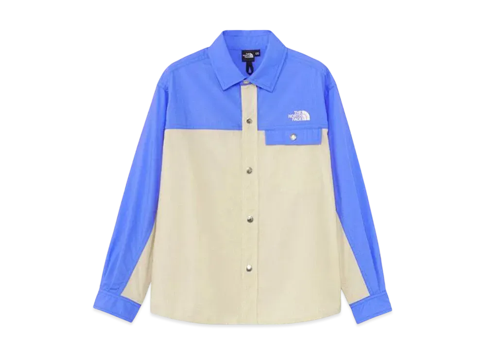 The North Face Kids Long Sleeve Nuptse Shirt "Solar Blue x Gravel"