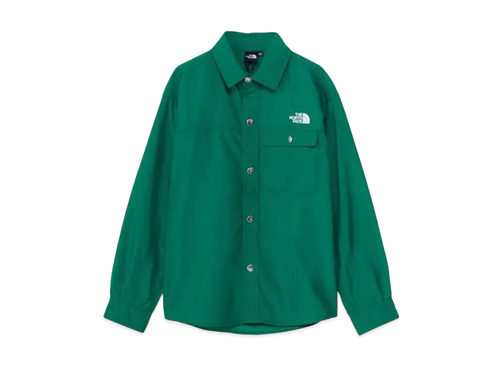 The North Face Kids Long Sleeve Nuptse Shirt "TNF Green"