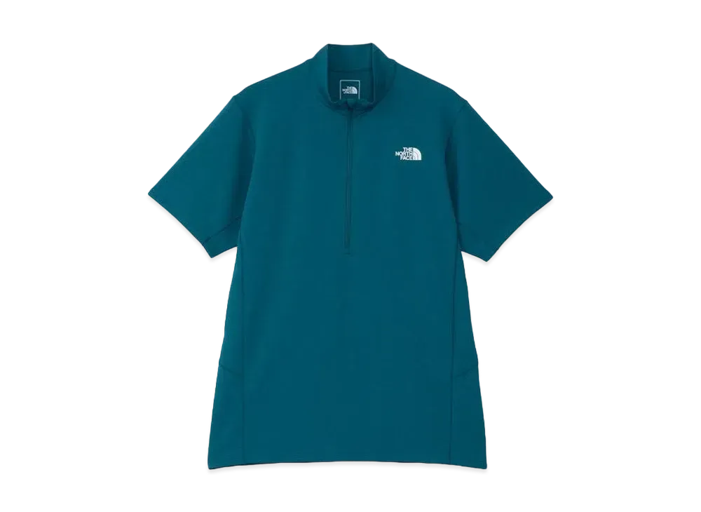 The North Face Short Sleeve Flash Dry Mid Zip Up "Blue Moss"