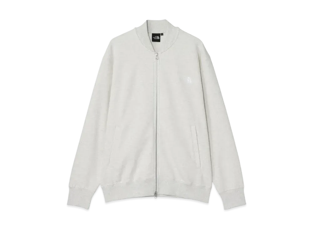 The North Face Heather Bomber Sweat Jacket "White Mix Gray"