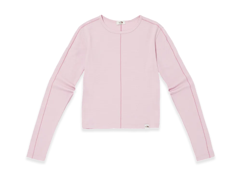 The North Face Veluca Wool Crop L/S Round T-Shirt - 25SS "Pale Pink"