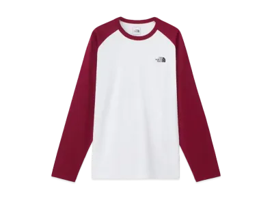 The North Face Longsleaf Baseball Nuptse Tee "White x Beetroot"