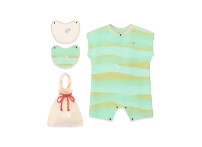 The North Face Baby Latch Pile Romper & 2P Bib "Green Blue Lee"