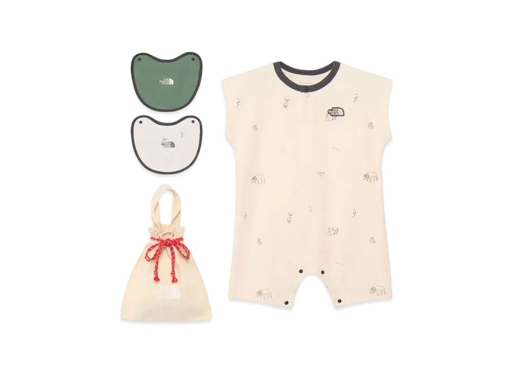 The North Face Baby Latch Pile Romper & 2P Bib "Doodles"