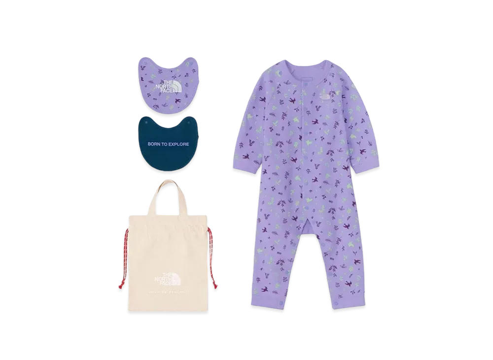 The North Face Baby Long Sleeve Romper & 2P Bib "Purple"