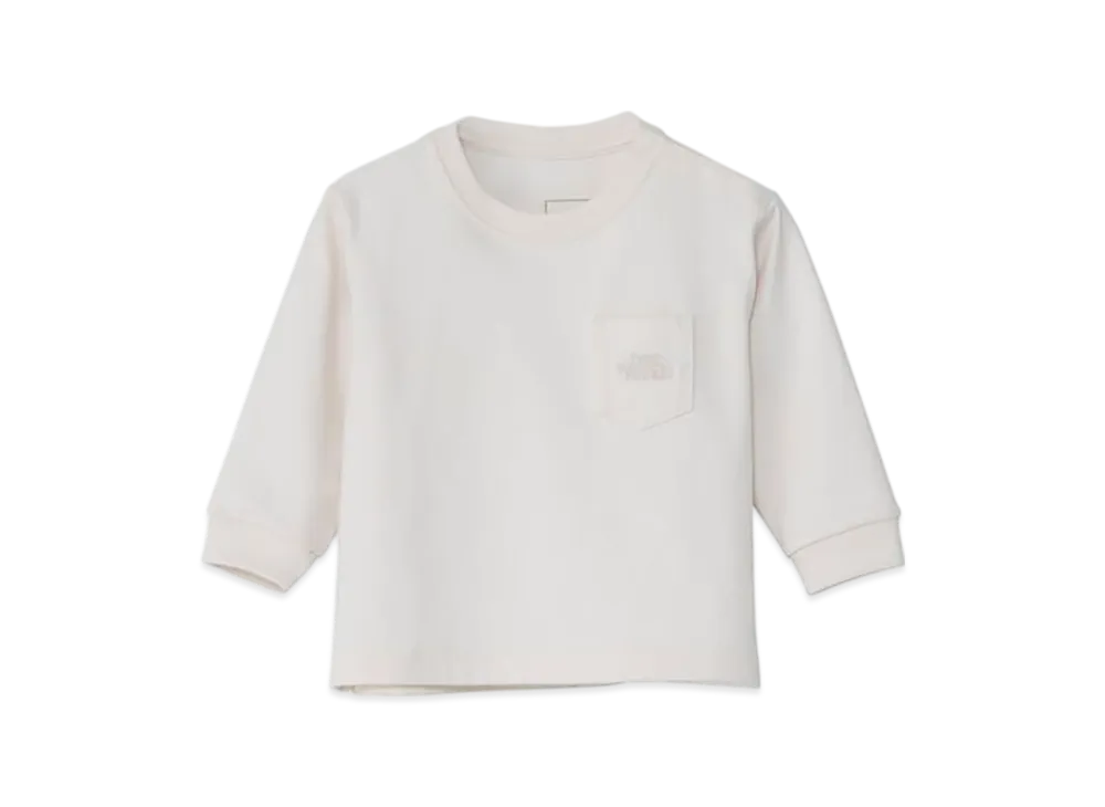The North Face Baby Long Sleeve Pocket Logo Tee "Off White"