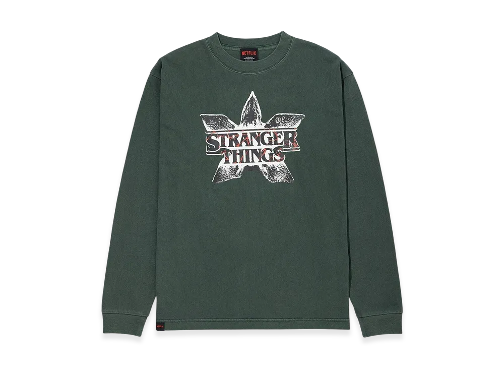 Netflix Stranger Things x V.A. Pigment Long Sleeve Tee DEMOGORGON "Green"
