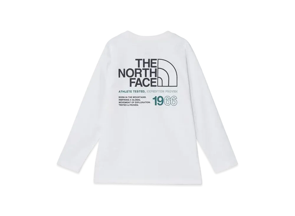 The North Face Kids Long Sleeve 66 Logo Tee "White"