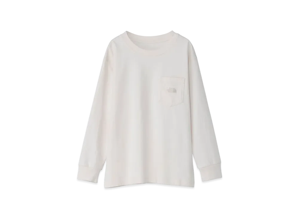The North Face Kids Long Sleeve Pocket Logo Tee "Off White"