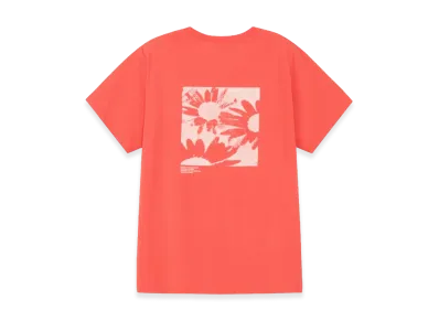 The North Face Women's Short Sleeve ES Flower Box Logo Tee "Hot Coral"