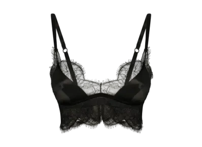 DOLCE&GABBANA Soft-Cup Satin Bralette With Lace Detailing "Black"