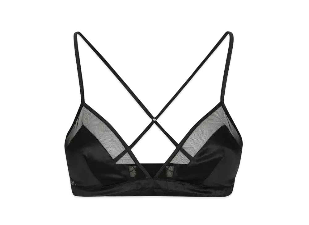 DOLCE&GABBANA Satin and Tulle Soft-Cup Triangle Bra "Black"