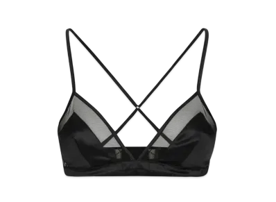 DOLCE&GABBANA Satin and Tulle Soft-Cup Triangle Bra "Black"
