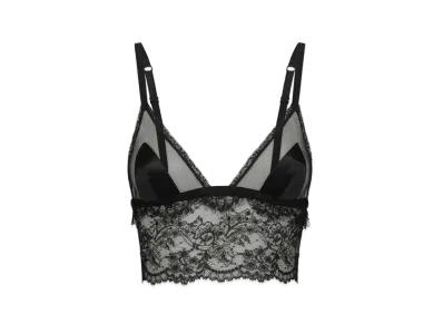 DOLCE&GABBANA Soft-Cup Satin Bralette With Lace Detailing "Black"