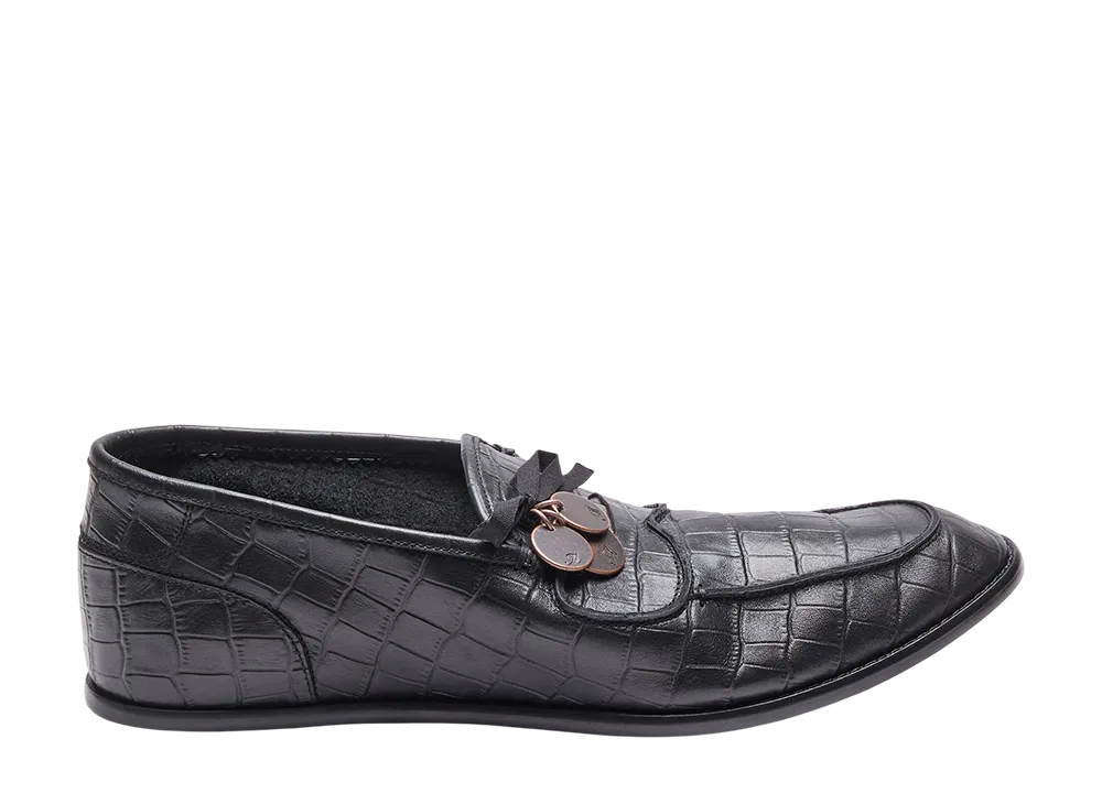 Midorikawa x SUICOKE COIN LOAFERS "Black Crocodile"
