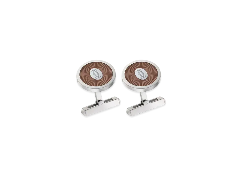 Cartier Double C de Cartier Cufflinks "Sterling Silver/Palladium/Brown"