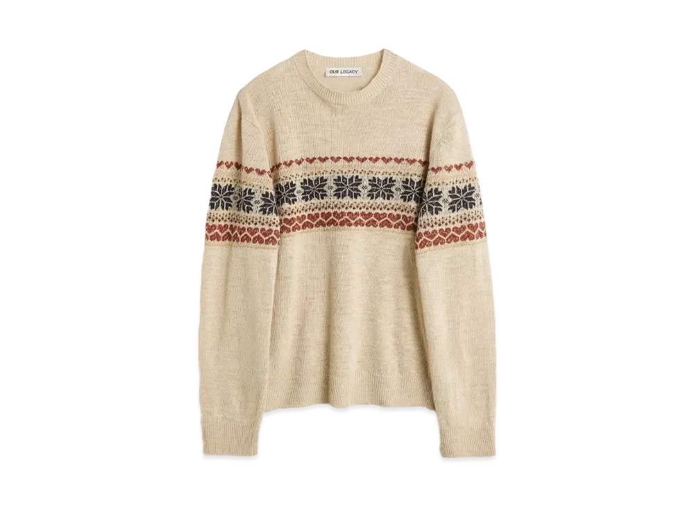 OUR LEGACY Base Roundneck Fairisle Hemp "Snow"